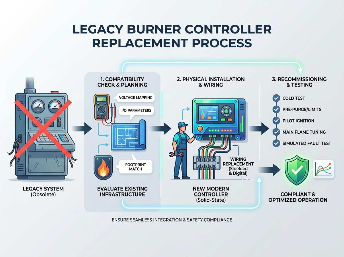 Evaluating hardware for a legacy burner controller replacement
