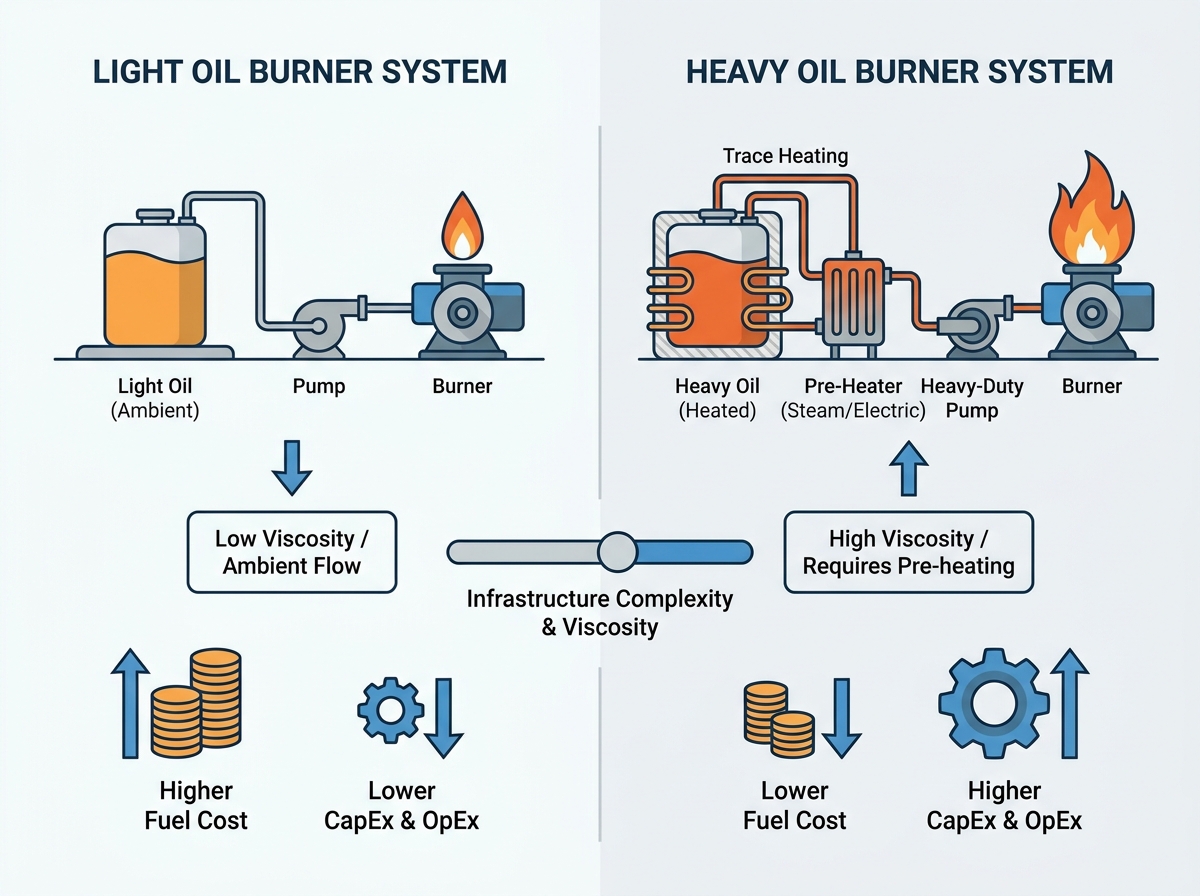 Industrial boiler plant showing burner equipment and fuel handling infrastructure