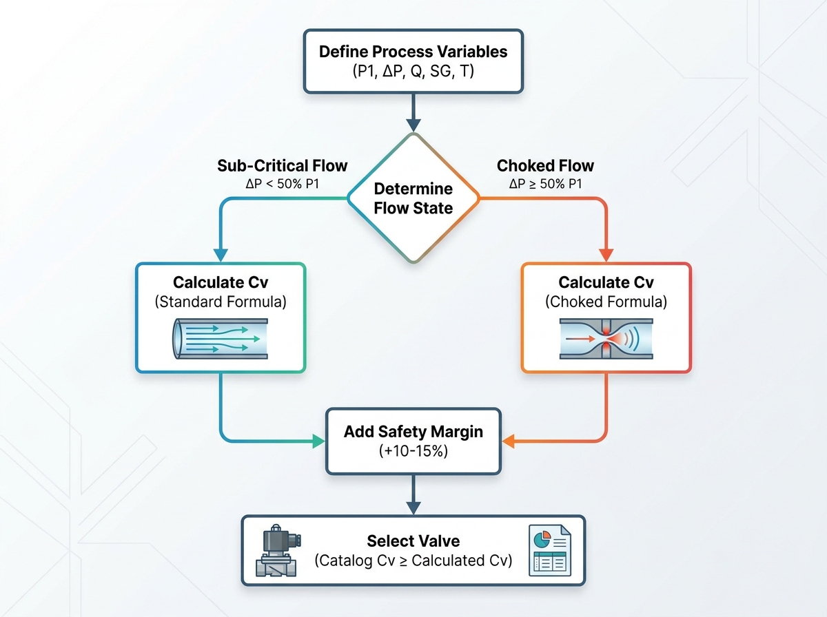 Gas solenoid valve sizing parameters and flow coefficient analysis