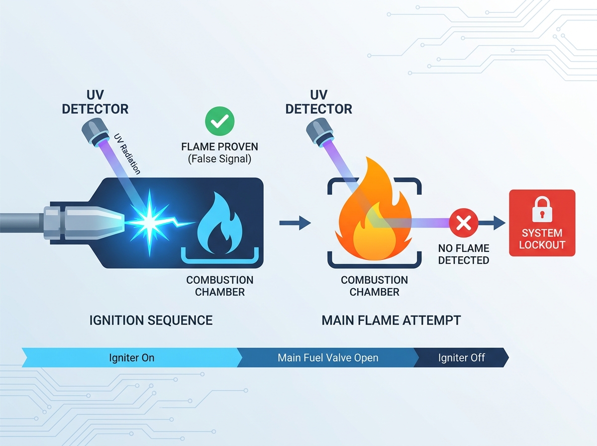 Flame detector ignition spark issue